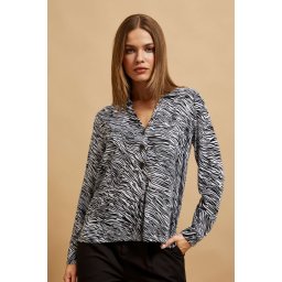 Marisse Black And White V-Neck Shirt