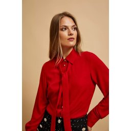Marisse Red Tie-Neck Shirt