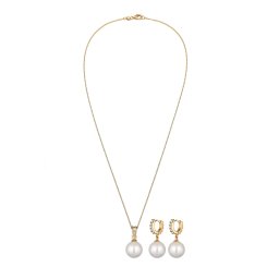 ELLI Set de bijuterii 'Perle' auriu / alb perlat