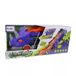 Set de joacă cu dinozaur care lansează mașinuțe.