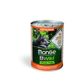 Monge BWild Grain Free Puppy & Junior Dog - rață cu dovleac și zucchini 400 g