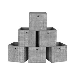 Set de 6 cutii de depozitare CURAN, 30 x 30 x 30 cm, gri
