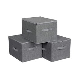 Set de 3 cutii de depozitare cu fermoar CURAN, gri