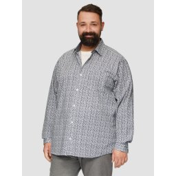 Camasa barbati big sizes, cu maneca lunga si imprimeu floral, Slim Fit, Alb (SELECTATI MARIMEA: 3XL)