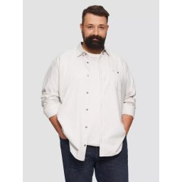 Camasa barbati big sizes, cu maneca lunga si imprimeu in carouri, Regular fit, Alb (SELECTATI MARIMEA: 3XL)