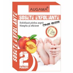 Sosete exfoliante pentru talpi cu piersica 2 perechi Augama