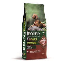 Monge BWild Grain Free All Breeds Adult cu miel, cartofi și mazăre 12 kg