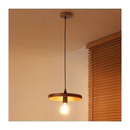 Duolla - Pendul cu cablu IRONLINE, 1 x soclu E27, max. 15 W, 230 V, Ø 30 cm, cupru/negru