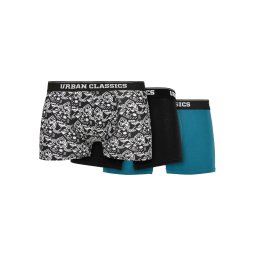 Organic Boxer Pantaloni scurți 3-Pack Detaliu Aop / negru / jasper