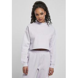 Doamnelor decupate transpirație supradimensionată High Neck Crew Softlilac