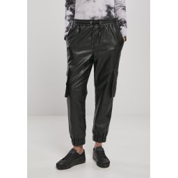 Doamnelor Faux din piele Cargo Pantaloni negru