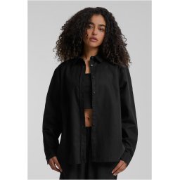 Women's linen mixed oversized shirt black