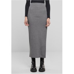 Women's ribbed skirt with high slit gray