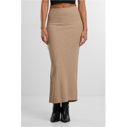 Women's ribbed skirt with high slit beige