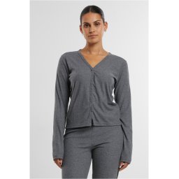 Women's ribbed cardigan dark gray