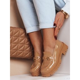 Mocasini de damă din piele lăcuită ELEGANCI kaki