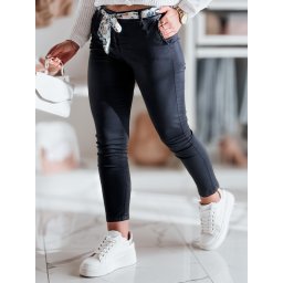 Pantaloni chino din material textil pentru femei cu curea