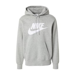 Nike Sportswear Bluză de molton 'CLUB' gri amestecat / alb
