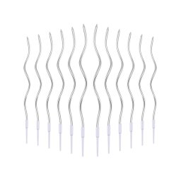 Set 10 lumanari spirala argintii 12 cm