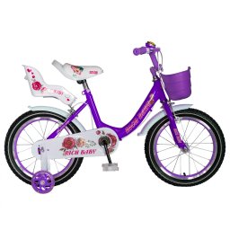Bicicleta fete Rich Baby T1605C, roata 16 , C-Brake, roti ajutatoare, 4-6 ani, mov alb
