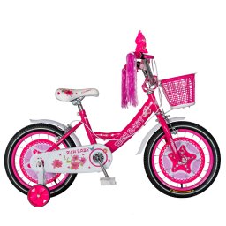 Bicicleta fete Rich Baby T2001C, roata 20 , C-Brake, roti ajutatoare, 7-10 ani, fucsia alb