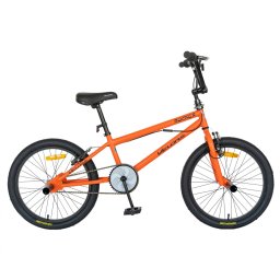 Bicicleta BMX Velors, Roti 20 Inch, Frane V-Brake, Velors Rocker CSV20 16A, Cadru Portocaliu cu Design Negru