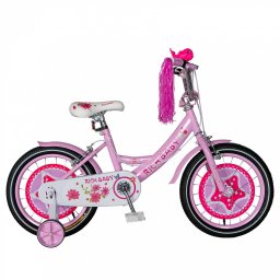 Bicicleta Fete Rich Baby 7-10 Ani, Roti 20 Inch, Frane C-Brake, Roti Ajutatoare, Rich Baby CST20 01C, Cadru Roz cu Design Alb
