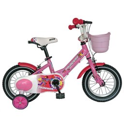 Bicicleta fete Carpat PRINCESS C1208C, roata 12 , roti ajutatoare, 2-4 ani, roz alb