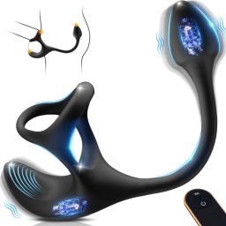 SuperLove Prostate & Balls Anal Lock Ultimate Stimulator with Remote Black
