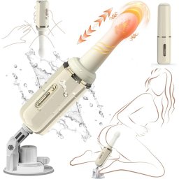 SuperLove Triple Stimulation Sex Machine Heating, Thrusting & Vibrating Soft Silicone White