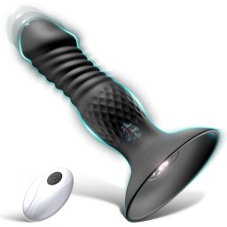 SuperLove Powerful Thrusting Anal Vibrator with Suction Cup & Remote Black