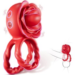 SuperLove Licking Tongue Vibrating Cock Ring Red