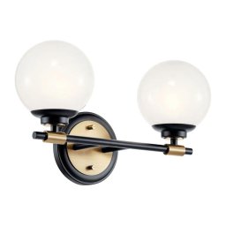 Kichler KL-BENNO2-BK-CPZ-LED Aplica de baie BENNO 2xLED/3W/230V negru/auriu IP44