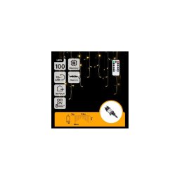 Aigostar - Ghirlandă LED de exterior pentru Crăciun, 100 LED / 6W / 230V, 8 funcții, 1,5 x 1 m, IP44, alb cald + telecomandă