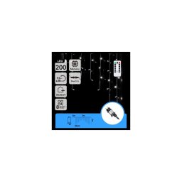 Aigostar - Ghirlandă LED de Crăciun pentru exterior 200xLED/6W/230V/8 funcții 3x1m IP44 alb rece+telecomandă