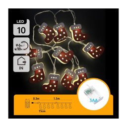 Aigostar - Ghirlandă LED 10xLED/3xAA 1,5 m alb cald pentru ciorapi
