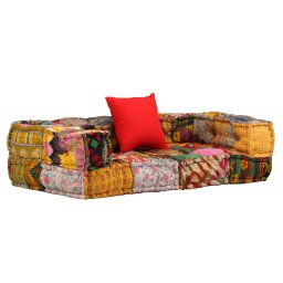 Canapea puf modulara cu 2 locuri, petice, material textil GartenMobel Dekor