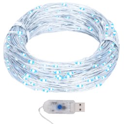 Instalatie luminoasa 400 micro LED-uri alb rece, 8 functii, 40 m, USB