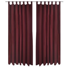 Draperii micro-satin cu bride, 140 x 225 cm, rosu bordo, 2 buc. GartenMobel Dekor