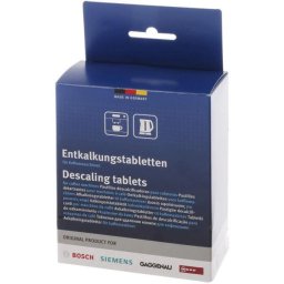 Set 12 tablete decalcifiere BOSCH Descaling Tablets 00312454, 18g, Pentru aparate de cafea, fierbatoare sau dozatoare de apa