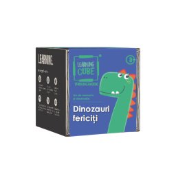 Joc de atentie K-TOYZ Learning Cube® - Dinozauri fericiti, 64 cartonase, 1 carioca care se sterge, 3 ani+