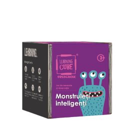 Joc de atentie K-TOYZ Learning Cube® - Monstruleti inteligenti, 64 cartonase, 1 carioca care se sterge, 3 ani+