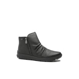 Ghete damă cu două fermoare, Rieker, negre, din piele naturală granulată RIKZ0056-00-38 EU