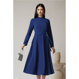 Rochie DY Fashion eleganta din lurex albastra cu cordon in talie