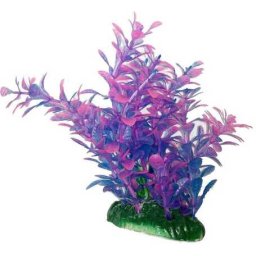 Plantă artificială de acvariu cu frunze mov și roz 15 cm
