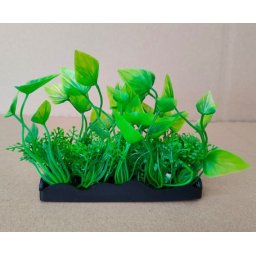 Plantă de acvariu artificială verde cu frunze în formă de cupă și plante mici (20 cm)