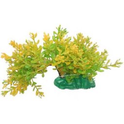 Plantă artificială de acvariu cu frunze și lăstari verzi și galbeni, cu tulpină flexibilă (20 cm; XL)
