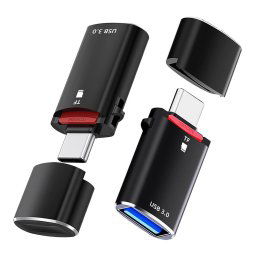 Cititor de Carduri 2in1, Adaptor, 3A, Aluminiu - Techsuit AluVoltX (CC1) - Black