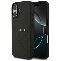 Husa Husa pentru iPhone 17 - Guess Grained Gold Ring MagSafe (GUHMP17SPGHSMMK) - Black