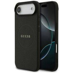 Husa Husa pentru iPhone 17 Air - Guess Grained Gold Ring MagSafe (GUHMP17MPGHSMMK) - Black